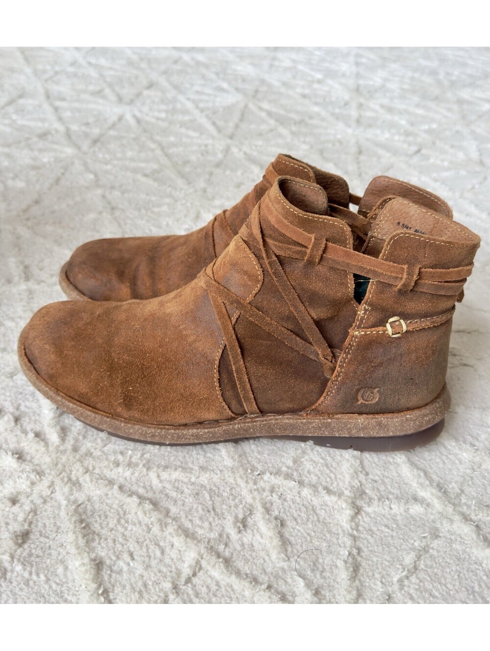 Born Boots Womens 9.5 Tarkiln Casual Side Zip Ankle Booties Brown Suede Leather